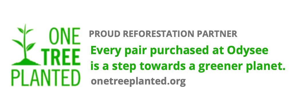 Odysee partership with Onetreeplanted. Every pair purchased is a step towards a greener planet